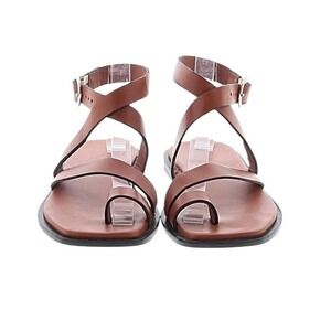 Everlane The Italian Leather‎ Wrap Sandals Shoes Women's 7 H Wide Adobe Brown